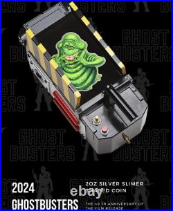 2024 Niue Ghostbusters Slimer 2 oz Silver Colorized Shaped Coin Mintage of 750