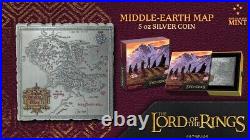 2024 Niue Lord of the Rings Middle Earth Map 5 oz Silver Antiqued Coin