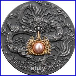 2024 Niue Pink Pearl & Dragon 2 oz Antiqued Silver Coin