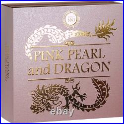 2024 Niue Pink Pearl & Dragon 2 oz Antiqued Silver Coin