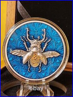 2024 Niue Punk Art Mechanical Beetle 2 oz Silver Antiqued Colorized Coin