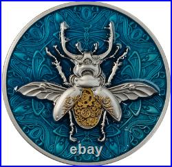 2024 Niue Punk Art Mechanical Beetle 2 oz Silver Antiqued Colorized Coin