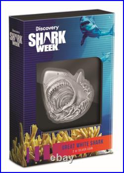 2024 Niue Shark Week Great White Shark 2 oz Silver Antiqued Coin 2024 Niue Shark Week Great White Shark 2 oz Silver Antiqued Coin