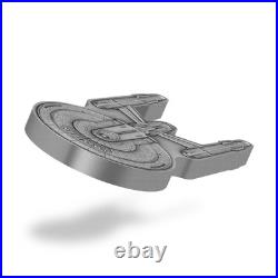 2024 Niue Star Trek USS Enterprise Coin 1701 Shaped Antiqued 3 oz. 999 Silver