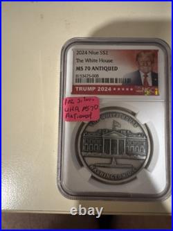 2024 Niue the White House NGC MS70 ANTIQUED 1OZ SILVER COIN 999 Mintage