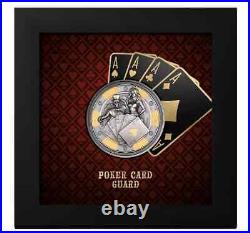 2024 Palau Poker Card Guard 1 oz Silver Antiqued Gilded Coin