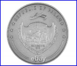 2024 Palau Poker Card Guard 1 oz Silver Antiqued Gilded Coin