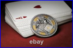 2024 Palau Poker Card Guard 1 oz Silver Antiqued Gilded Coin