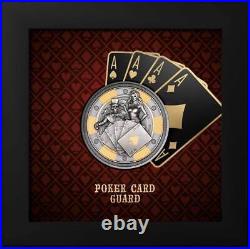 2024 Palau Poker Card Guard 1 oz Silver Antiqued Gilded Coin