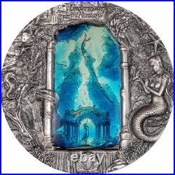 2024 Palau Underwater Fantasy Mermaids 3oz Silver Antiqued Coin with Mintage 777