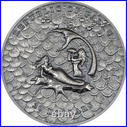 2024 Palau Underwater Fantasy Mermaids 3oz Silver Antiqued Coin with Mintage 777