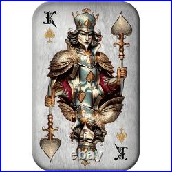 2024 Poker Cards King of Spades 2 oz Silver Antiqued Premium Cast Bar 2024 Poker Cards King of Spades 2 oz Silver Antiqued Premium Cast Bar