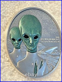 2024 ROSWELL UFO INCIDENT 2 oz Antique High Reief Silver Coin-MINTAGE 1,000