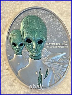 2024 ROSWELL UFO INCIDENT 2 oz Antique High Reief Silver Coin-MINTAGE 1,000