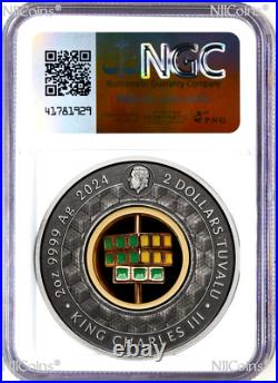 2024 Rubik's Cube 50th Anniversary 2oz Silver Antiqued $2 Coin NGC MS 70 FR