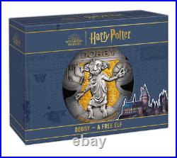 2024 Samoa Harry Potter Dobby A Free Elf 2 oz Silver Antiqued Gilded Coin