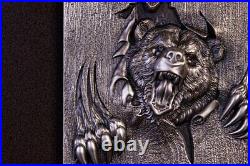 2024 South Korea Furious Beasts Bear 2 oz Silver Antiqued Stacker