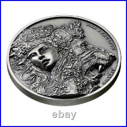 2024 St. Helena Modern Una and The Lion 2oz Silver Antiqued Coin