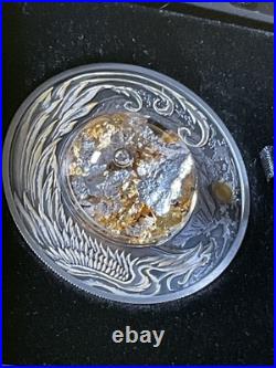 2024 Tuvalu/Perth Alicanto 2oz Silver Domed Coin Silver & Gold Flakes Antiqued 2024 Tuvalu/Perth Alicanto 2oz Silver Domed Coin Silver & Gold Flakes Antiqued