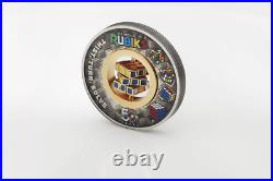 2024 Tuvalu Rubik's Cube 50th Anniversary 2 oz Silver Antiqued Colorized Coin