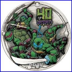 2024 Tuvalu Teenage Mutant Ninja Turtles 40th Ann. 2 oz Silver Antiqued Coin