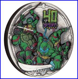 2024 Tuvalu Teenage Mutant Ninja Turtles 40th Ann. 2 oz Silver Antiqued Coin