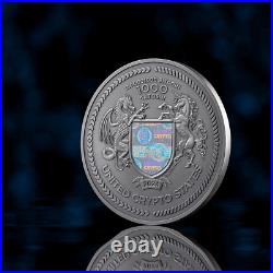 2024 United Crypto States Binary Bull 2 oz Silver Holographic Antiqued Coin