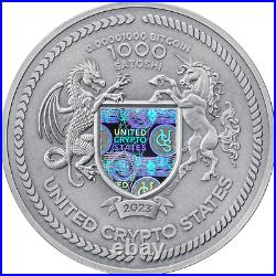 2024 United Crypto States Binary Eagle 2oz Silver Antiqued Coin