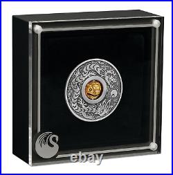 2024 Year of the Dragon 1oz SILVER $1 Lunar Rotating Charm ANTIQUED COIN