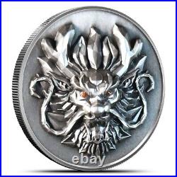 2024 Year of the Dragon 3D Ultra High Relief 1 oz Antique Silver Coin