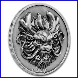 2024 Year of the Dragon 3D Ultra High Relief 1 oz Antique Silver Coin