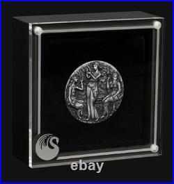 2025 2 Oz 999 Silver Fates Of The Moirai Silver Antiqued High Relief Coin 2025 2 Oz 999 Silver Fates Of The Moirai Silver Antiqued High Relief Coin