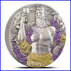 2025 2 oz Antique Cameroon Silver God of Wine Dionysus Coin (Box, CoA)