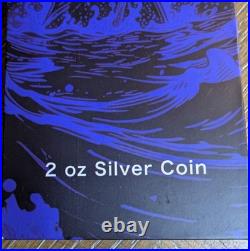 2025 2 oz Republic of Chad. 999 Silver Poseidon Trident Coin COA, High Relief