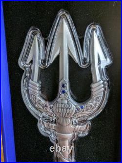 2025 2 oz Republic of Chad. 999 Silver Poseidon Trident Coin COA, High Relief S