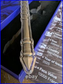 2025 2 oz Republic of Chad. 999 Silver Poseidon Trident Coin COA, High Relief S