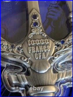 2025 2 oz Republic of Chad. 999 Silver Poseidon Trident Coin COA, High Relief S