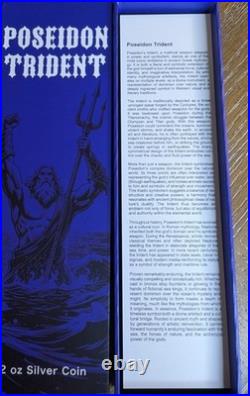 2025 2 oz Republic of Chad. 999 Silver Poseidon Trident Coin COA, High Relief S