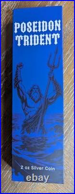 2025 2 oz Republic of Chad. 999 Silver Poseidon Trident Coin COA, High Relief S