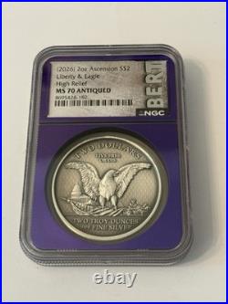 2025 2oz Silver Acension MS70 Antiqued