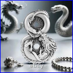2025 3 oz Antique Republic of Chad Silver Figure 8 Dragon and Snake Coin