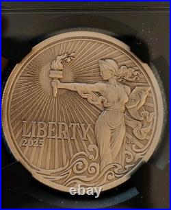 2025 Alderney UK £1 LADY LIBERTY 1 Oz Silver UHR NGC MS70 Antiqued FR Enhanced