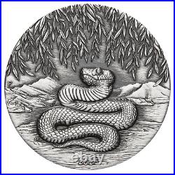 2025 Australia Lunar Series III Year of the Snake 2 oz Silver Antiqued Coin