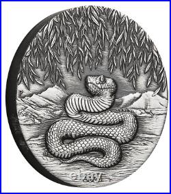 2025 Australia Lunar Series III Year of the Snake 2 oz Silver Antiqued Coin