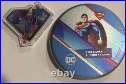 2025 Barbados DC Full of Superpower Superman 3 oz Silver Antiqued Color Coin