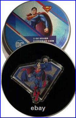 2025 Barbados DC Full of Superpower Superman 3 oz Silver Antiqued Color Coin