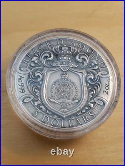 2025 Black Diamond 2 oz High Relief Antiqued Silver Coin By T&S Coin NIUEMint