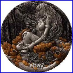 2025 Cameroon 2 oz. 999 PURE Antiqued Silver Goddess of Frigg MIntage of 199