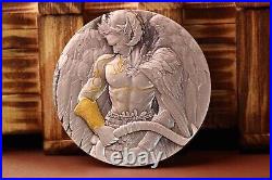 2025 Cameroon 2 oz Antiqued Silver Archangel Raguel with Glow in the Dark Effect