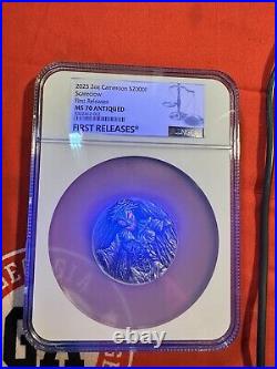 2025 Cameroon 2 oz Silver Antiqued NGC MS 70 Scarecrow 1st Release Glow in Dark